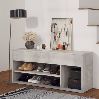 скамейка для обуви, бетонно-серая, 105 x 30 x 45 см, искусственное дерево