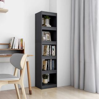 Книжная полка/разделитель комнаты, серая, 40x30x167,5 см, массив сосны