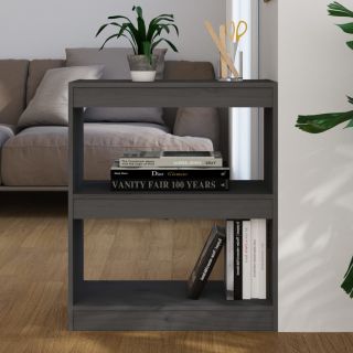 Книжный шкаф/разделитель комнаты, серый, 60 x 30 x 71,5 см, массив сосны