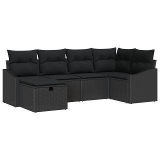 6-osaline aia diivanikomplekt koos patjadega Must Polü rattan