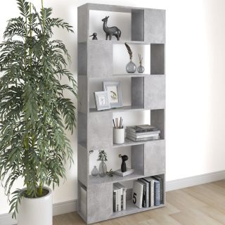 Книжная полка/разделитель комнаты, серая, 80x24x186 см, искусственное дерево