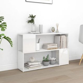 Книжная полка, глянцевый белый, 100x24x63 см, искусственное дерево