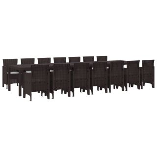 15-osaline Aia Söögikomplekt Patjaga Pruun Polü Rattan,Aialaud Pruun 250x100x73 cm Polü Rattan,Aialaud Pruun 150x100x73 cm Polü Rattan,Aia Toolid Patjaga 2tk Pruun Polü Rattan,Aia Toolid Patjaga 4tk Pruun Polü Rattan