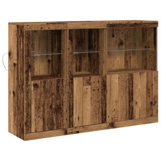 Sideboard with LED Lights Taastatud Puit 142.5x37x100 cm Töödeldud Puit