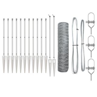Kuusnurga aed 0.8x10 m Tsinkkattega teras,Aed spike 7 tk Ø32 mm 100 cm Tsinkkattega teras
