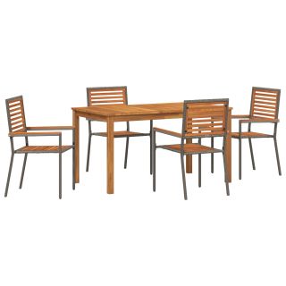 5-osaline aia söögikomplekt, Hall Polü Rattan, Akatsia,Virnastatavad aedtoolid, padjad 2 tk, Hall Polü Rattan