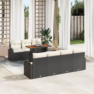 8-osaline aiadiivanikomplekt padjadega Must polü rattan akatsia