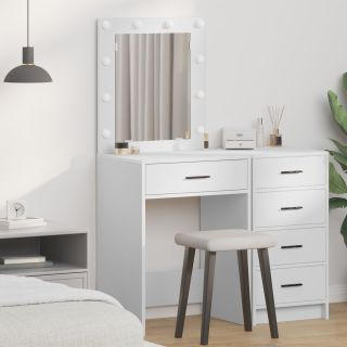tualettlaud LED valgustusega Valge 50x41x135 cm