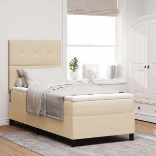 Kreemiv Box Spring voodi koos madratsiga 80x200 cm kangas