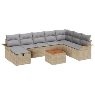 Diivanikomplekt 6 elementi Beež, Helehall Rattan, Riie Suur