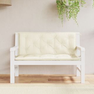 Подушки для сидения садовой скамейки 2 шт., кремово-белые, 120x50x7 см, ткань оксфорд