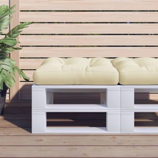 Подушка сиденья из европоддона, кремовая, 60x61,5x10 см, ткань