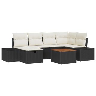 7-osaline aiadiivanite komplekt padjadega must polü rattan