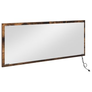 LED Vannitoa Peegel Suitsutatud Piik 90x8,5x37 cm Tehispuidust