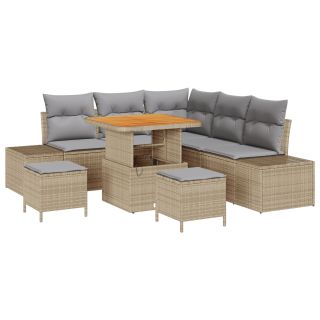 8-osaline Aia Sofa Komplekt Padjadega Beež Polürotang Akatsia,2-iste Aia Sofa Padjadega Beež Polürotang,3-osaline Aia Söögikomplekt Padjadega Beež Polürotang Akatsia