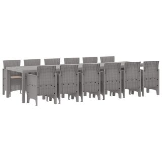 13-osaline aia söögikomplekt patjadega helehall polürotang,aia laud helehall 200x100x73 cm polürotang,aia laud helehall 150x100x73 cm polürotang,aia tugitoolid patjadega 4 tk helehall polürotang