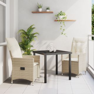 3 Tükine Aia Söögikomplekt Padjadega Beež Polü Rattan