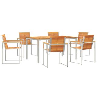 7-osaline aiaköögilaudade komplekt Tugev puit Akaatsiapuu,väliköögilaud 150x90x75 cm Tugev puit Akaatsiapuu