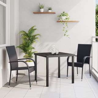 3-osaline Aia Söögilaud Must Polü Rattan