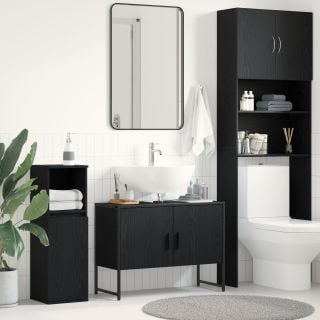 vannitoa kraanikausi kapp Must tamm 80x33x60 cm Puitlaastplaat