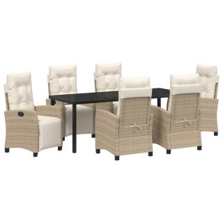 7-osaline aia söögikomplekt, beež polü rattan