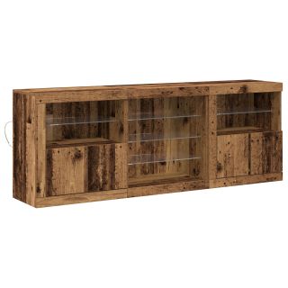 kohvilaud LED-valgustusega Vana puidust 181,5x37x67 cm Töödeldud puit