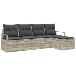 5-osaline aia diivanikomplekt padjadega helehall polü rattan,2-kohtne aia diivan hoiustamise ja padjadega hall polü rattan