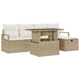 6 osaline aia diivanikomplekt padjadega beež polü rattan,2-kohaline aia diivan padjadega beež polü rattan