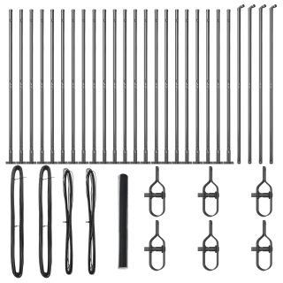 Kuuene Aed Hall 1.6x50 m Teras,Aed Postid koos Alusplaatidega 13 tk Ø32mm 88.5cm Galvaniseeritud Teras
