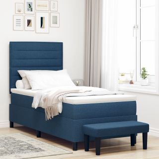 Box Spring Voodi koos Madratsi & Pingiga Sinine 80x200 cm Kangas