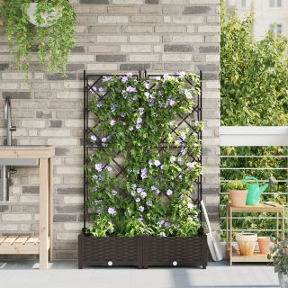 Taimede Alus Trellisega 2 tk Pruun 80x40x125.5 cm