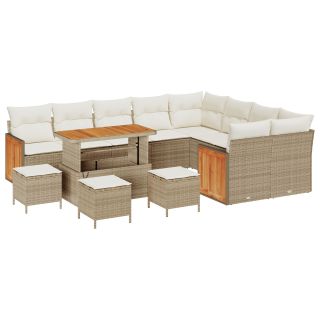 13-osaline aia diivanikomplekt padjadega Beež polü rattan Acacia,4-osaline aia söögikomplekt padjadega Beež polü rattan Acacia,2-kohaline aia diivan padjadega Beež polü rattan