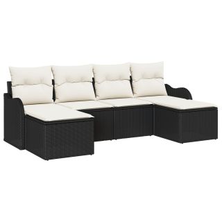 6-osaline aia diivanikomplekt padjadega must polü rattan,2-kohaline aia diivan padjadega must polü rattan