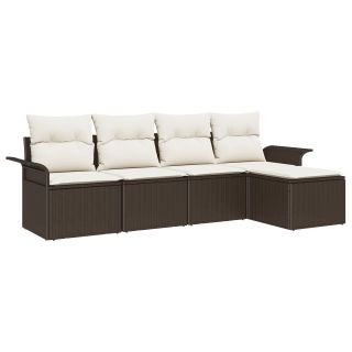5 osaline aia diivanikomplekt padjaga pruun polü rattan,2-kohaline aia diivan salvei ja padjadega pruun polü rattan