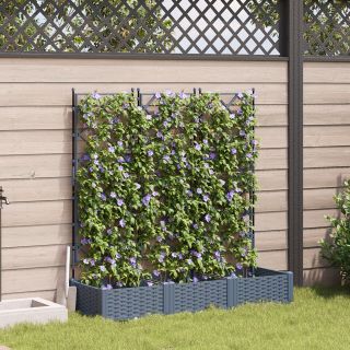 Aiakast trellisega 3 tk Helehall 120x40x125.5 cm