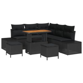8-osaline Aia Diivanikomplekt Padjadega Must Polü Rattan Acacia,2-kohaline Aia Diivan Padjadega Must Polü Rattan,3-osaline Aia Söögikomplekt Padjadega Must Polü Rattan Acacia
