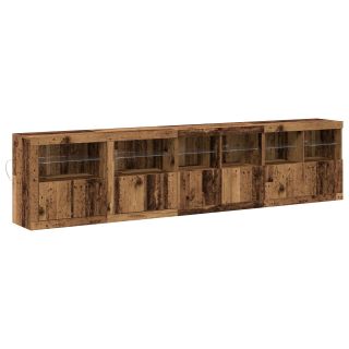 Kapp koos LED Valgusega Vanast Puust 283x37x67 cm Töödeldud Puit