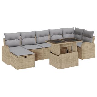 8-osaline aia diivanikomplekt padjadega Beež Polü Rattan,2-kohaline aia diivan koos hoidmise ja padjadega Beež Polü Rattan