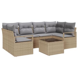 7-osaline aia diivanikomplekt padjadega beež polü rattan,2-kohaline aia diivan padjadega beež polü rattan