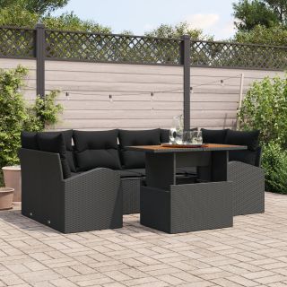 7-osaline aia einestamise komplekt padjadega must polü rattan
