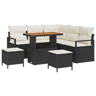 8-osaline aia diivanite komplekt padjadega Must polü rattan akatsia,2-kohaline aia diivan padjadega Must polü rattan,3-osaline aia söögikomplekt padjadega Must polü rattan akatsia