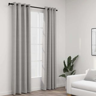 linase välimusega pimendavad kardinad 2 tk hall 140 x 245 cm