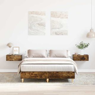 voodiraam ilma madratsita, suitsutatud tamm, 135 x 190 cm