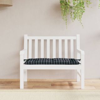 подушка для сиденья садовой скамейки, черный клетчатый узор, 100 x 50 x 7 см, ткань