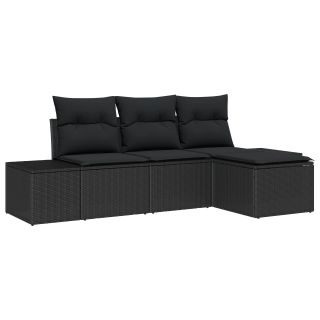 4-osaline ai sofa komplekt padjadega Must Polürotang