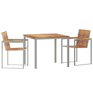 3-osaline Aia Söögikomplekt Tiikpuust,Välja Söögilaud 90x90x74.5 cm Tiikpuust