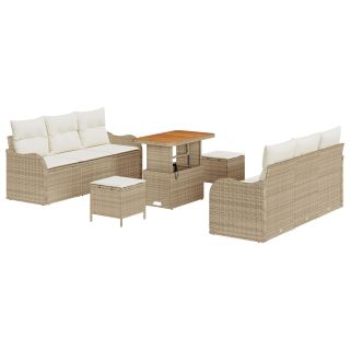 9-osaline aia diivanikomplekt padjadega Beež Polü Rattan Akaatsia,2-kohaline aia diivan padjadega Beež Polü Rattan,3-osaline aia söögikomplekt padjadega Beež Polü Rattan Akaatsia