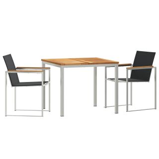 3-osaline aia söögikomplekt tahkest puidust tiikpuu,välissöögilaud 90x90x74.5 cm tahkest puidust tiikpuu