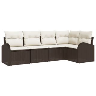 5-osaline Ai Sofa Komplekt Küsikutega Pruun Polürotang,2-seda Ai Sofa Rikkaga & Küsikutega Pruun Polürotang