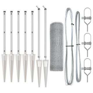 kuusnurkne aed 0.8x10 m tsingitud terasest,Aia Postid koos Spike 7 tk Ø32 mm 100 cm Tsingitud Teras